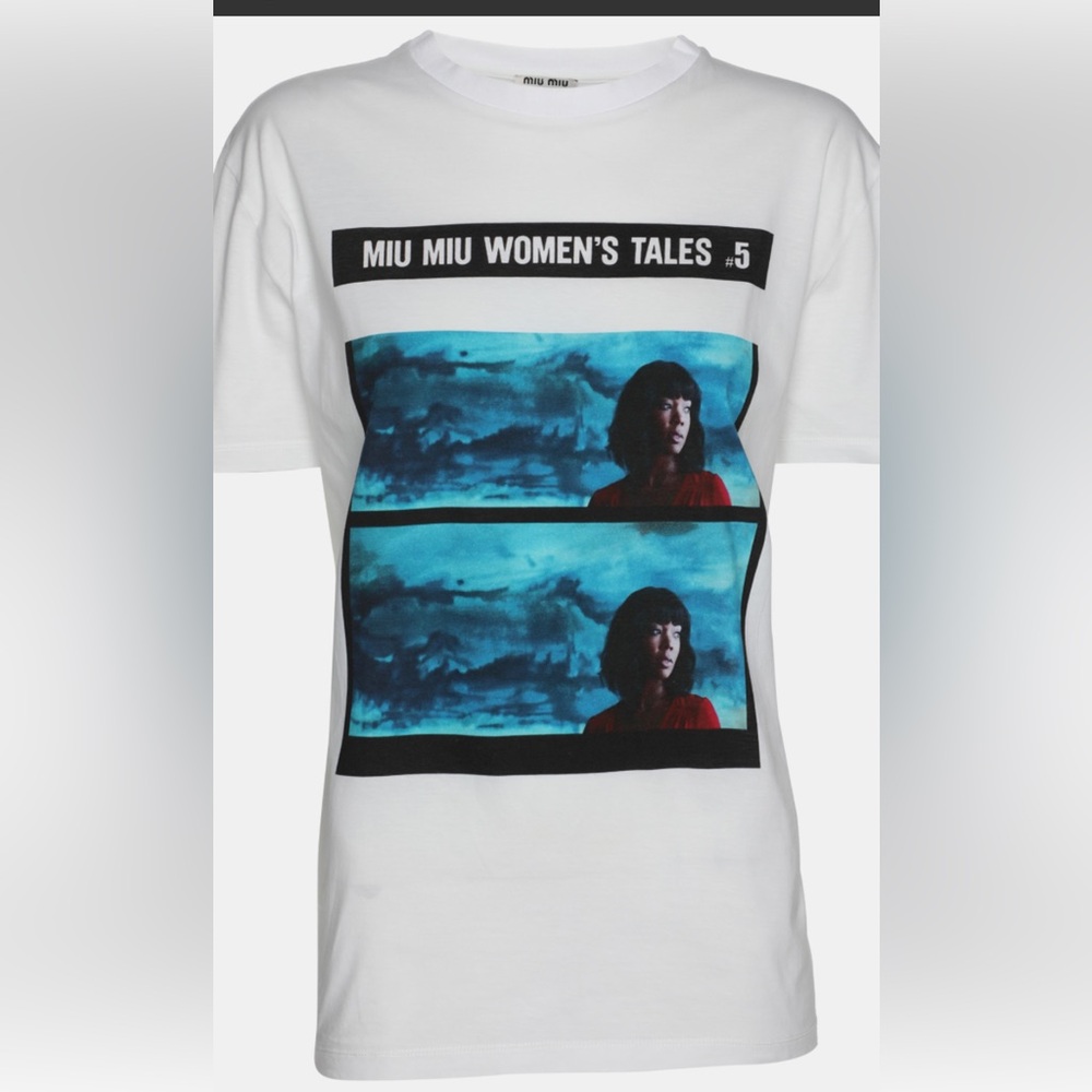 Miu Miu Blue Graphic Short Sleeve T-Shirt